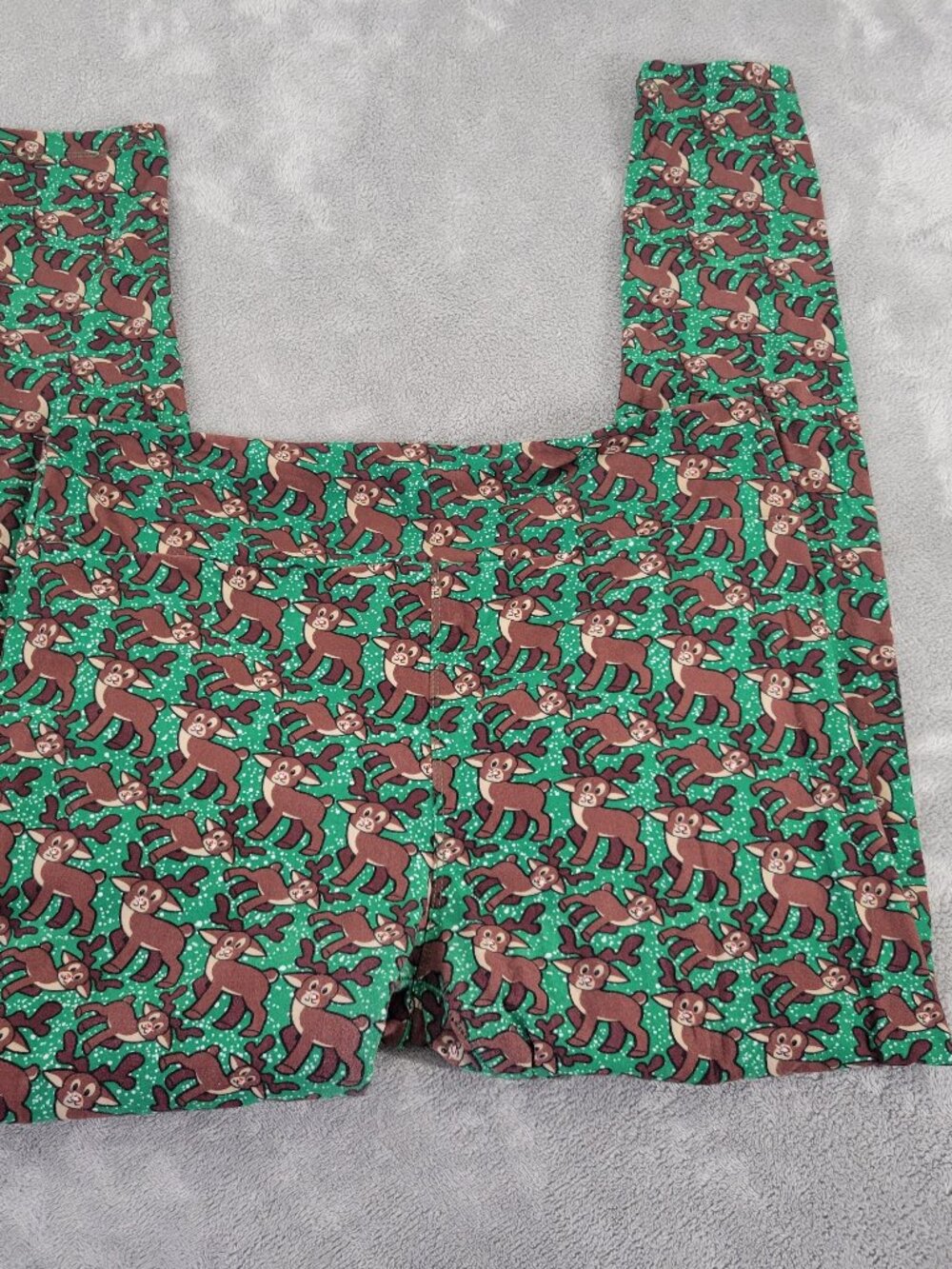 LuLaRoe TC Leggings Tall Curvy Rudolph Reindeer Christmas Green Brown NOV8XE